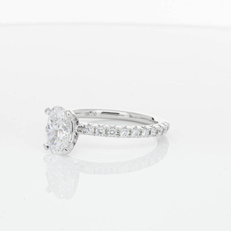 18ct White Gold 1.01ct Oval Cut Diamond Comet Ring-Ring-Walker & Hall