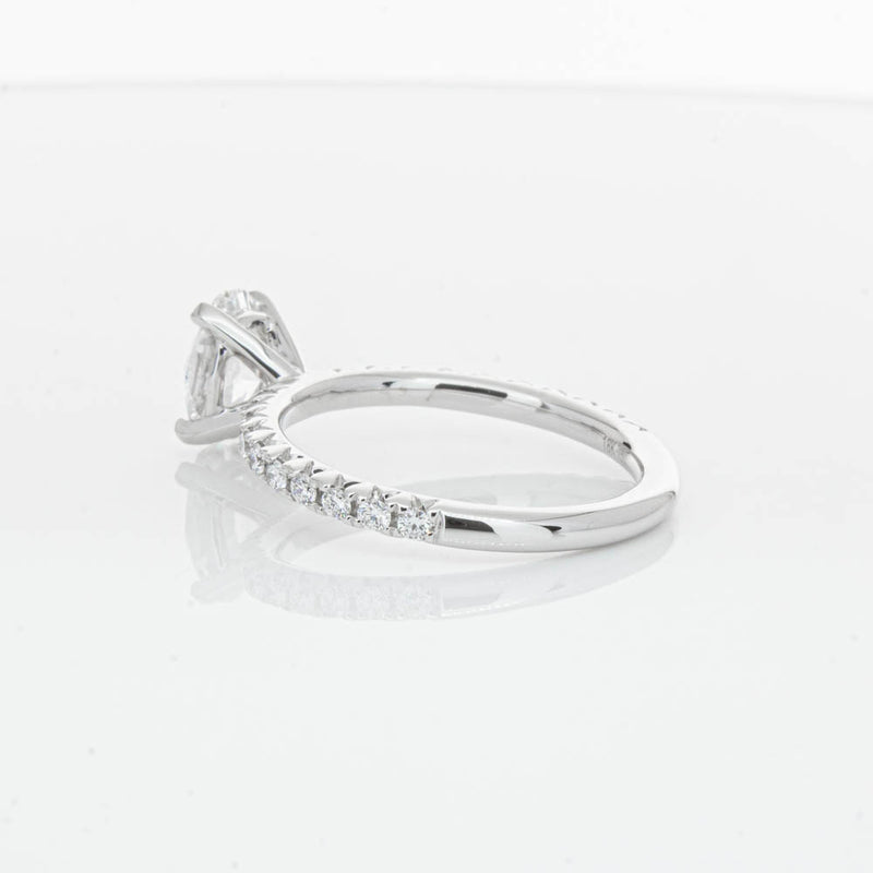 18ct White Gold 1.01ct Oval Cut Diamond Comet Ring-Ring-Walker & Hall