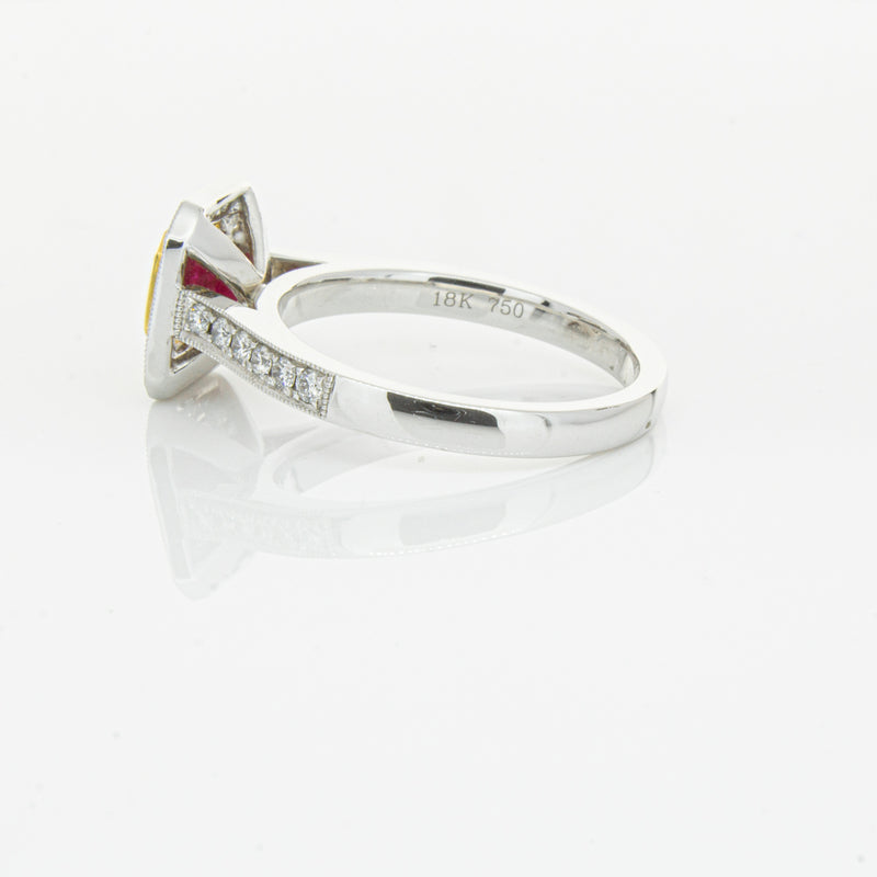 18ct White & Yellow Gold Ruby & Diamond Ring-Ring-Walker & Hall