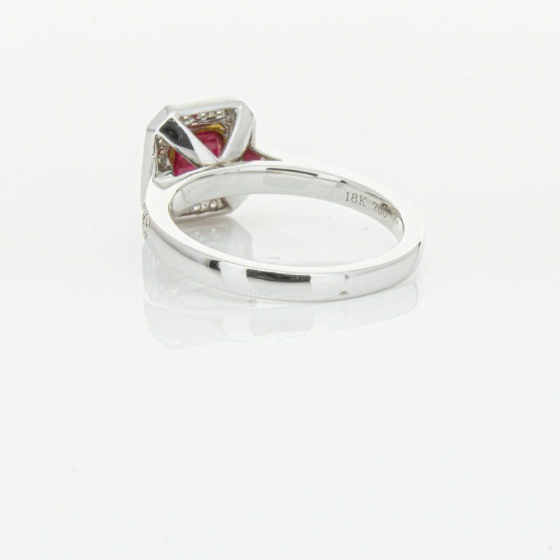 18ct White & Yellow Gold Ruby & Diamond Ring-Ring-Walker & Hall