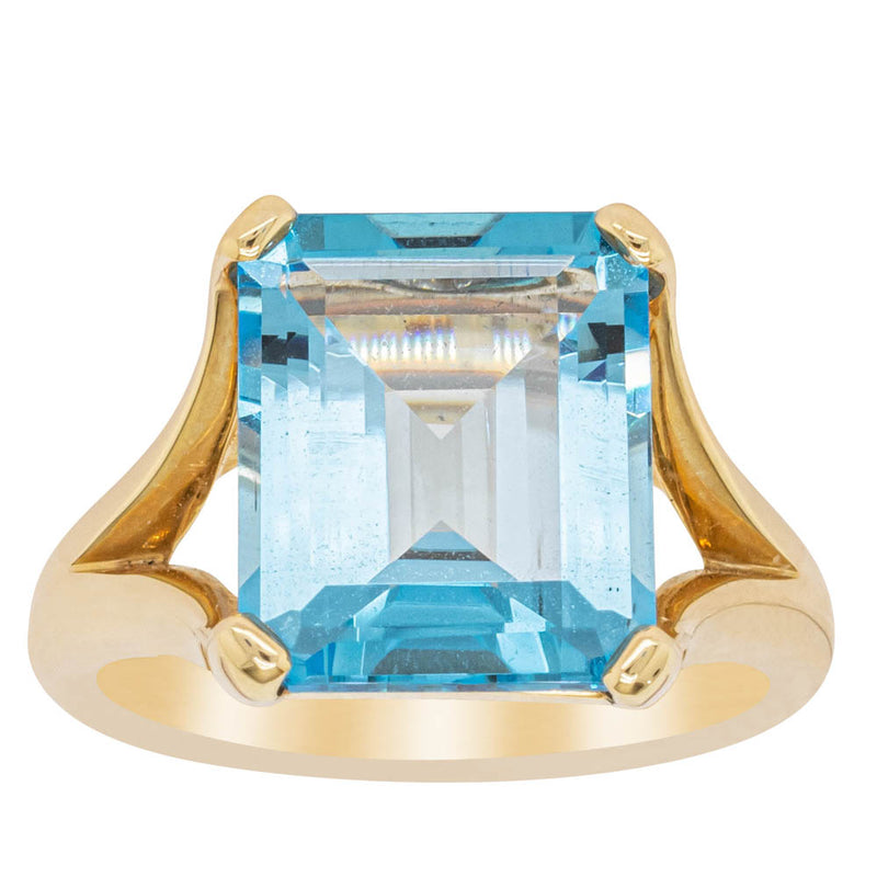 14ct Yellow Gold Blue Topaz Verona Ring-Ring-Walker & Hall