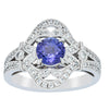 18ct White Gold .97ct Tanzanite & Diamond Halo Ring-Ring-Walker & Hall