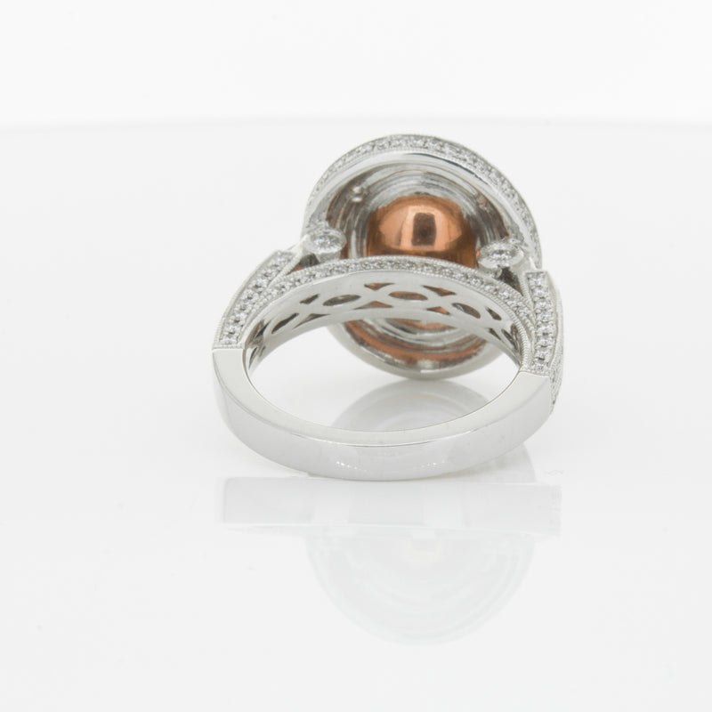 18ct White Gold 3.30ct Morganite & Diamond Halo Ring-Ring-Walker & Hall