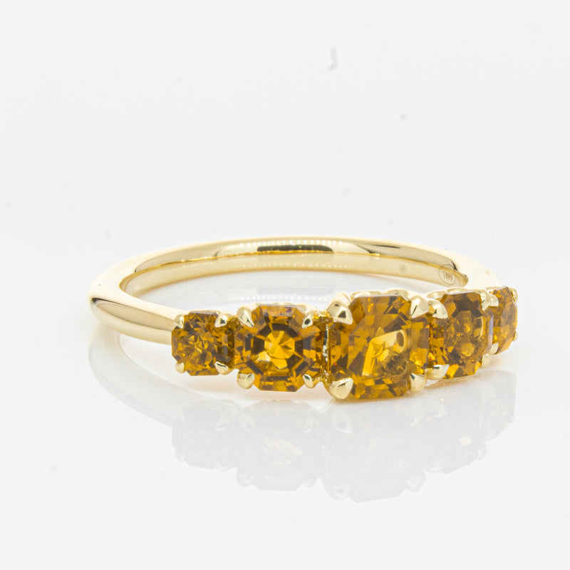 18ct Yellow Gold Five Stone Citrine Octavia Ring-Ring-Walker & Hall