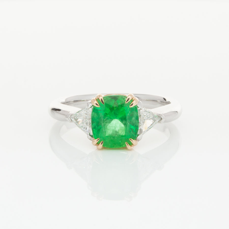 18ct White & Yellow Gold 1.78ct Emerald & Diamond Ring-Ring-Walker & Hall