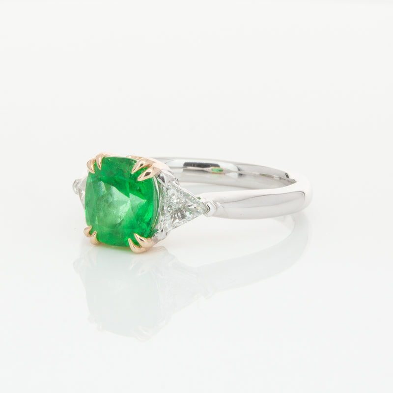 18ct White & Yellow Gold 1.78ct Emerald & Diamond Ring-Ring-Walker & Hall