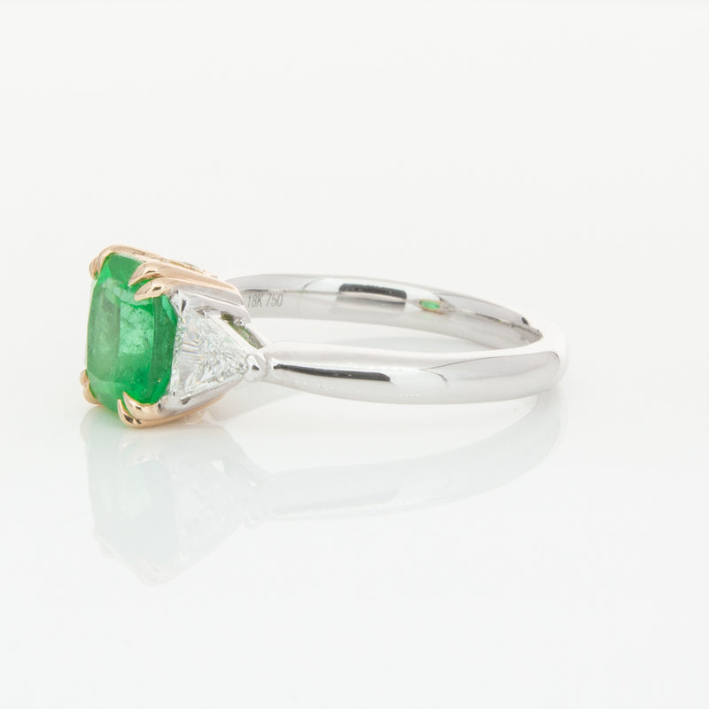 18ct White & Yellow Gold 1.78ct Emerald & Diamond Ring-Ring-Walker & Hall