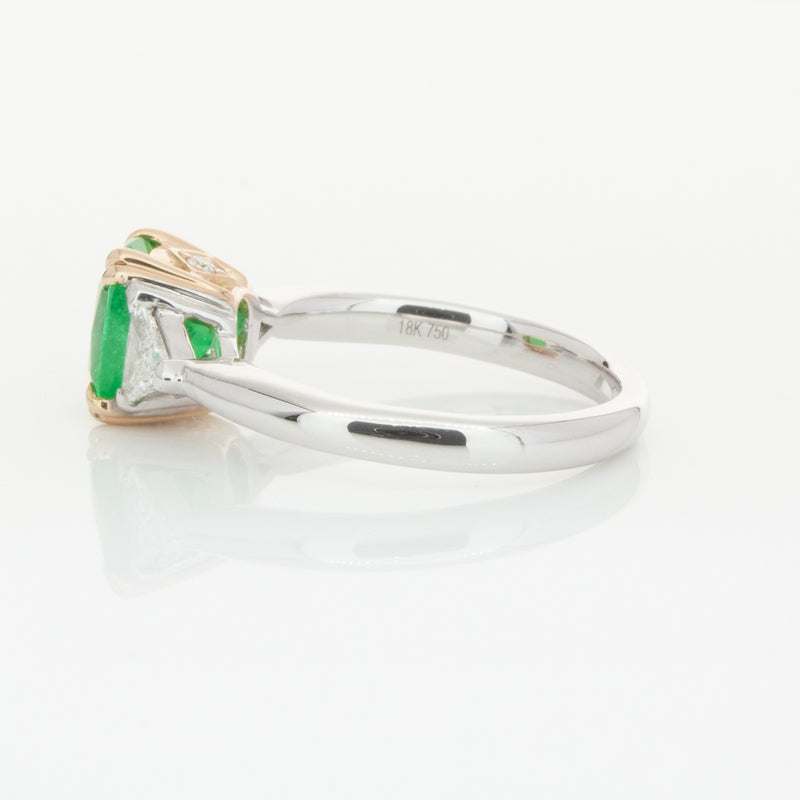 18ct White & Yellow Gold 1.78ct Emerald & Diamond Ring-Ring-Walker & Hall