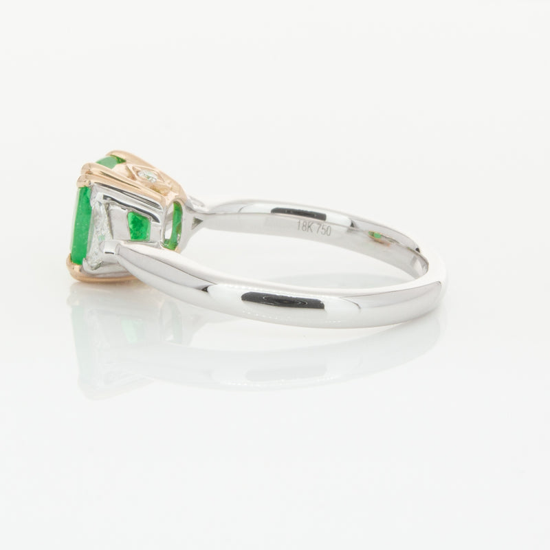 18ct White & Yellow Gold 1.78ct Emerald & Diamond Ring-Ring-Walker & Hall