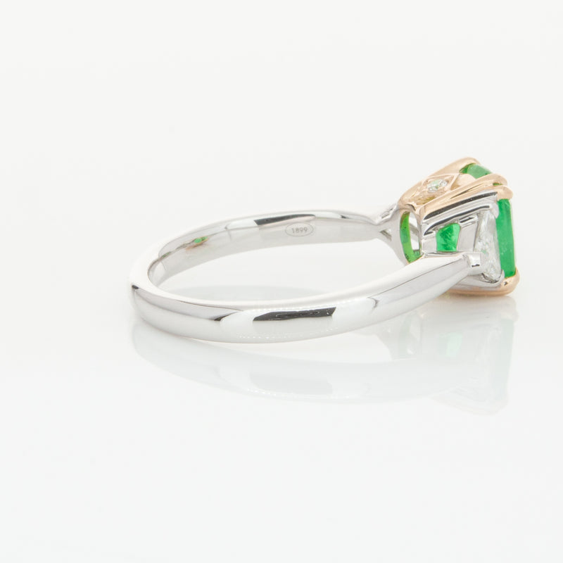 18ct White & Yellow Gold 1.78ct Emerald & Diamond Ring-Ring-Walker & Hall