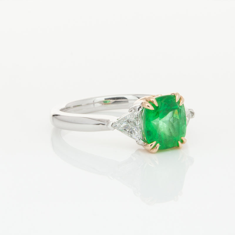 18ct White & Yellow Gold 1.78ct Emerald & Diamond Ring-Ring-Walker & Hall