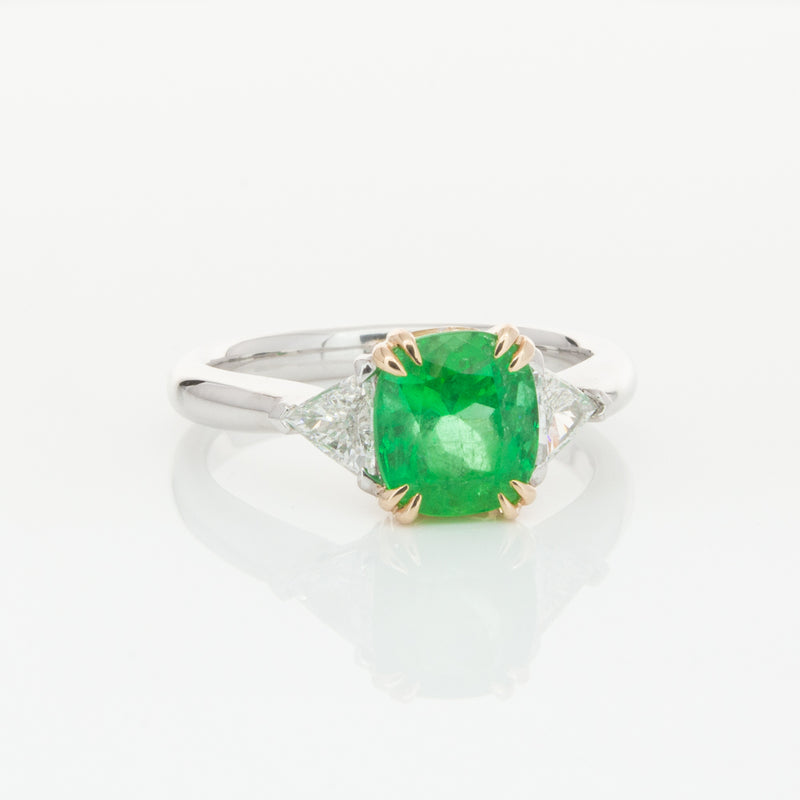 18ct White & Yellow Gold 1.78ct Emerald & Diamond Ring-Ring-Walker & Hall