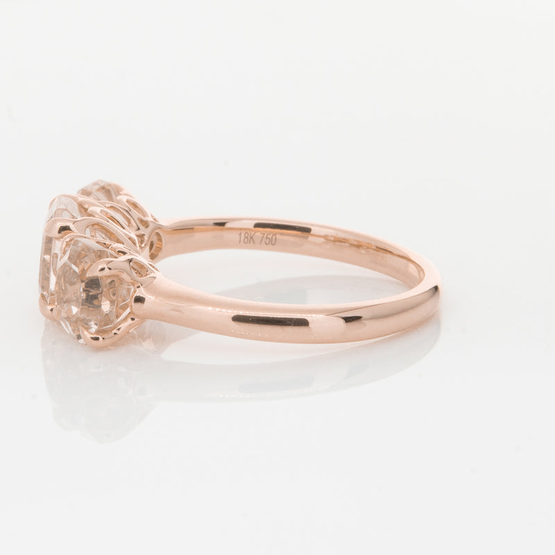 18ct Rose Gold Three Stone Morganite Octavia Ring-Ring-Walker & Hall
