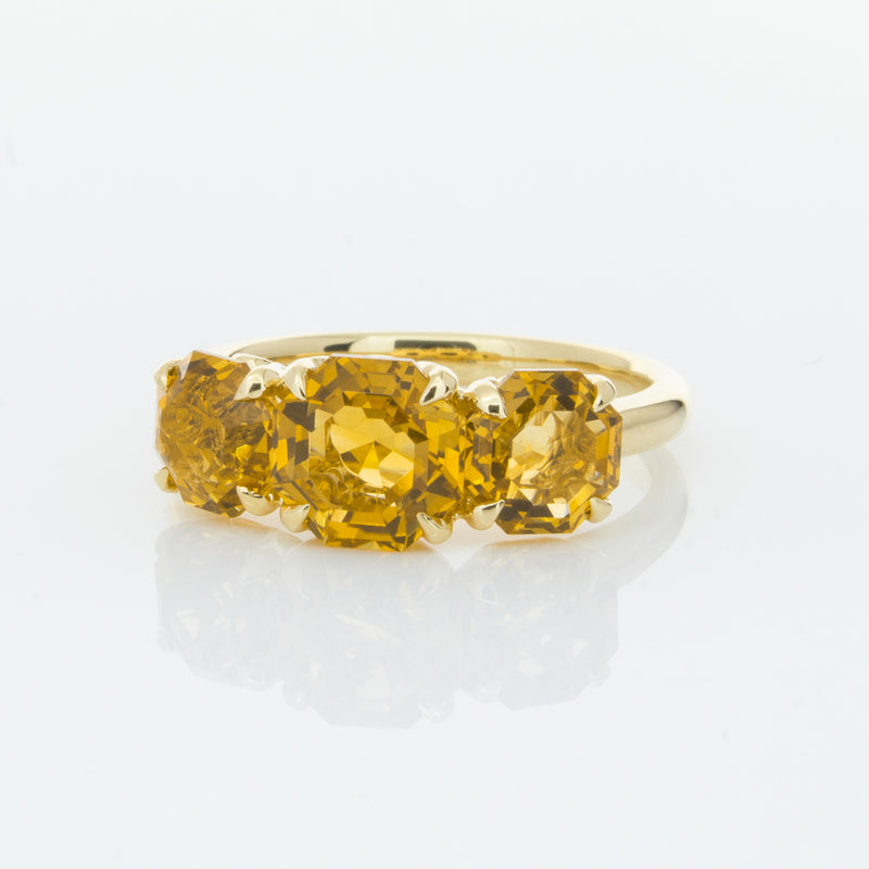 18ct Yellow Gold Three Stone Citrine Octavia Ring-Ring-Walker & Hall