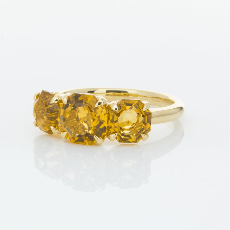 18ct Yellow Gold Three Stone Citrine Octavia Ring-Ring-Walker & Hall