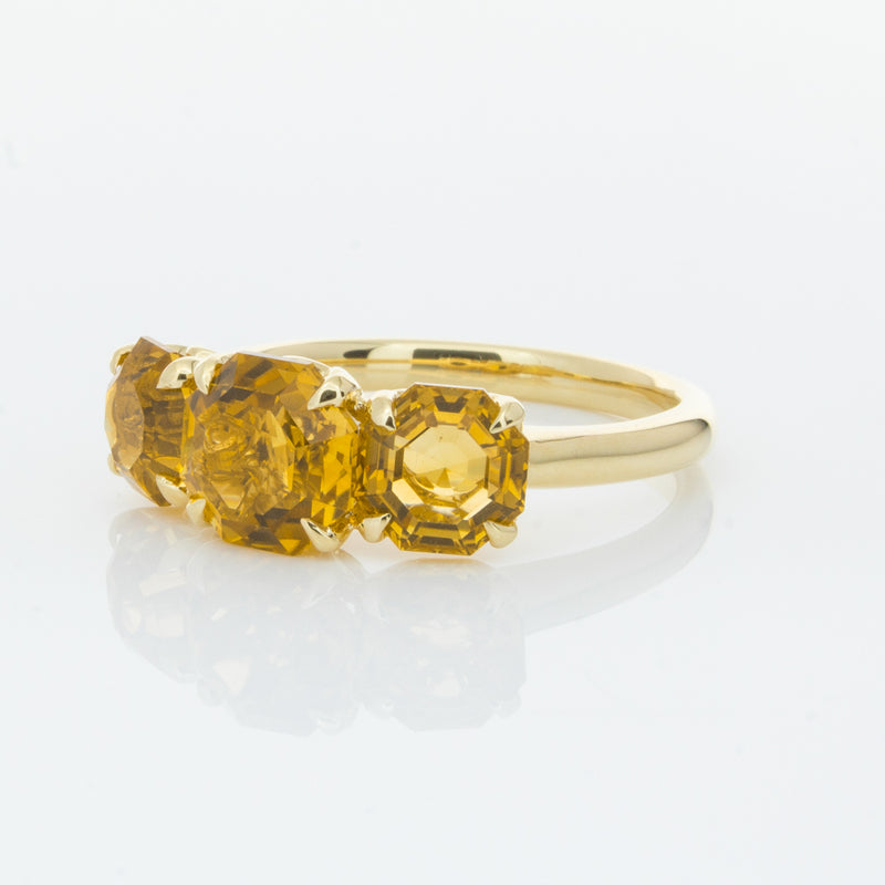 18ct Yellow Gold Three Stone Citrine Octavia Ring-Ring-Walker & Hall