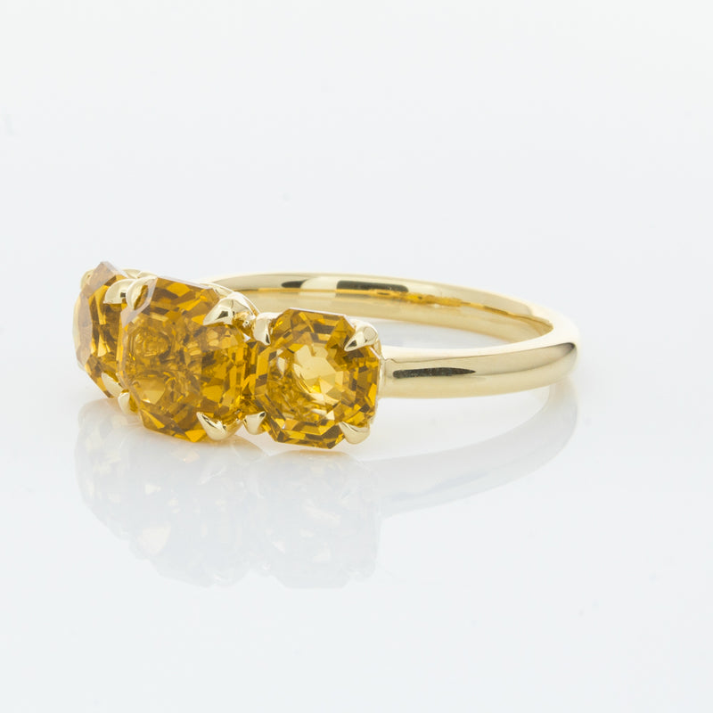 18ct Yellow Gold Three Stone Citrine Octavia Ring-Ring-Walker & Hall