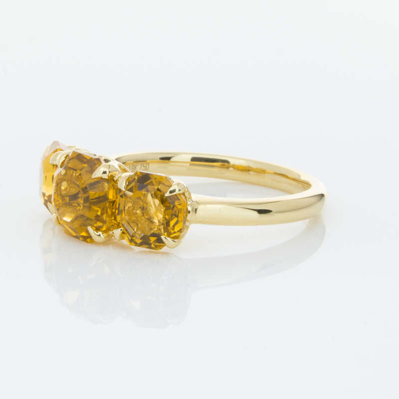 18ct Yellow Gold Three Stone Citrine Octavia Ring-Ring-Walker & Hall