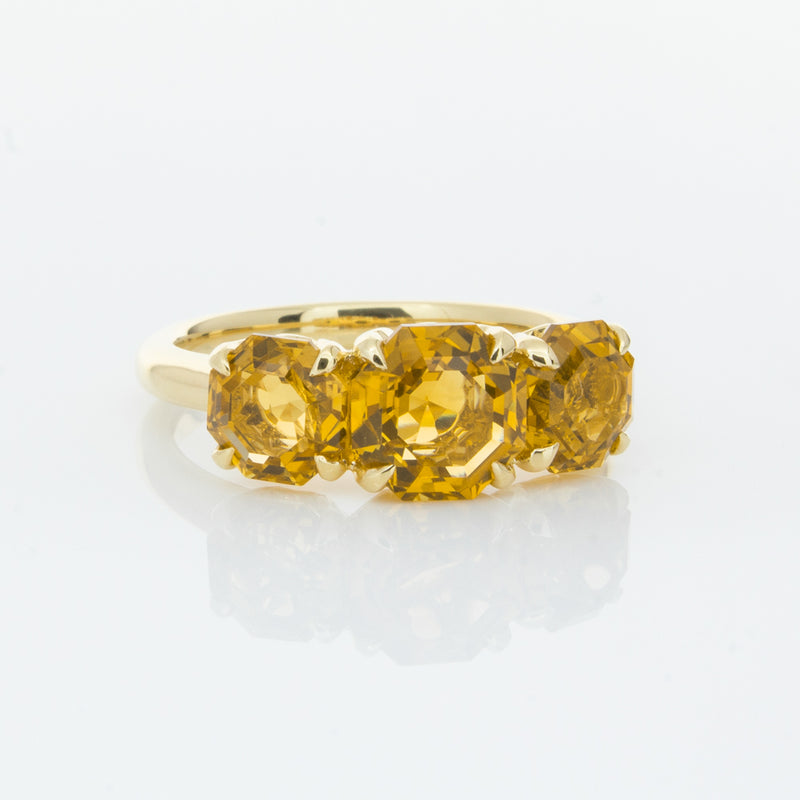 18ct Yellow Gold Three Stone Citrine Octavia Ring-Ring-Walker & Hall