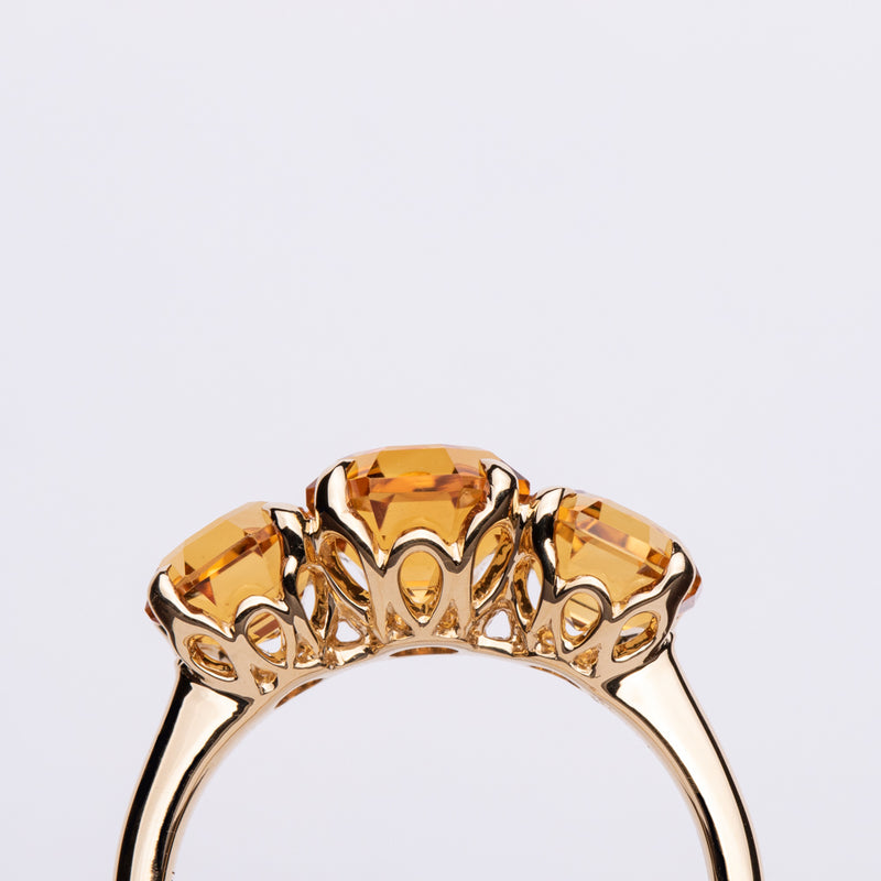 18ct Yellow Gold Three Stone Citrine Octavia Ring-Ring-Walker & Hall