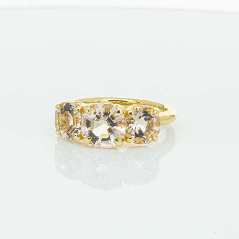 18ct Yellow Gold Three Stone Morganite Octavia Ring-Ring-Walker & Hall