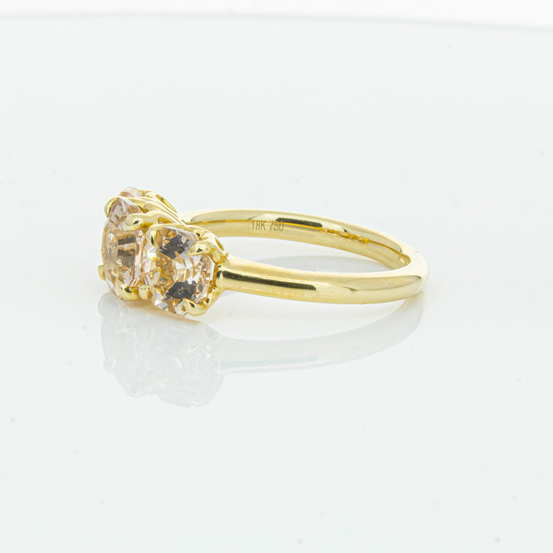 18ct Yellow Gold Three Stone Morganite Octavia Ring-Ring-Walker & Hall