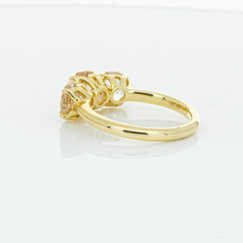 18ct Yellow Gold Three Stone Morganite Octavia Ring-Ring-Walker & Hall