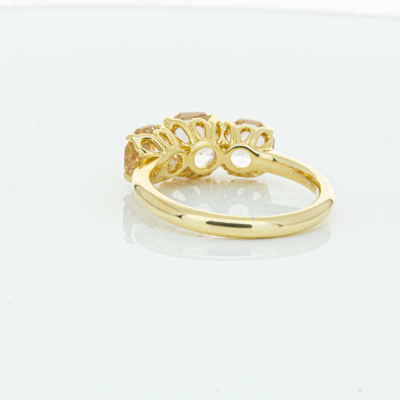 18ct Yellow Gold Three Stone Morganite Octavia Ring-Ring-Walker & Hall