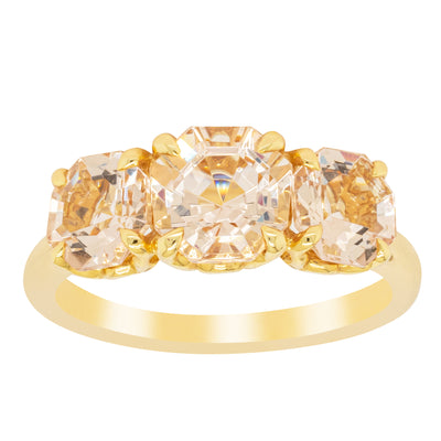 18ct Yellow Gold Three Stone Morganite Octavia Ring-Ring-Walker & Hall