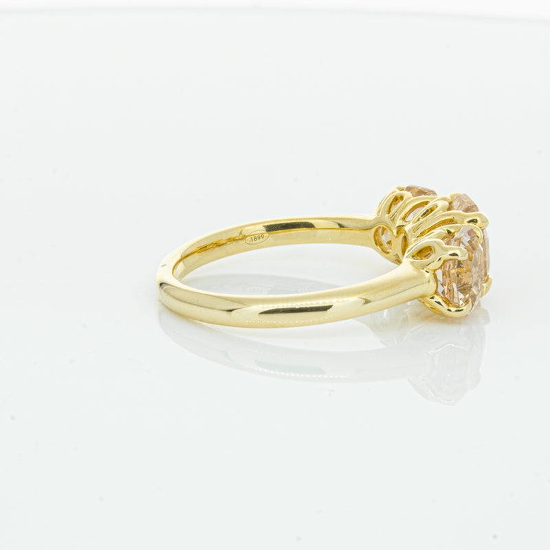 18ct Yellow Gold Three Stone Morganite Octavia Ring-Ring-Walker & Hall