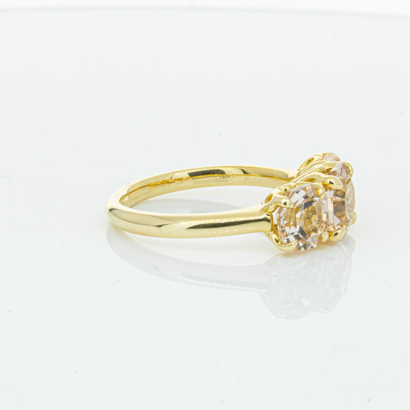 18ct Yellow Gold Three Stone Morganite Octavia Ring-Ring-Walker & Hall