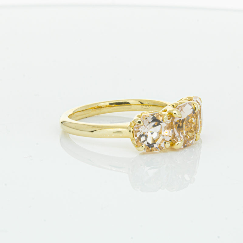 18ct Yellow Gold Three Stone Morganite Octavia Ring-Ring-Walker & Hall