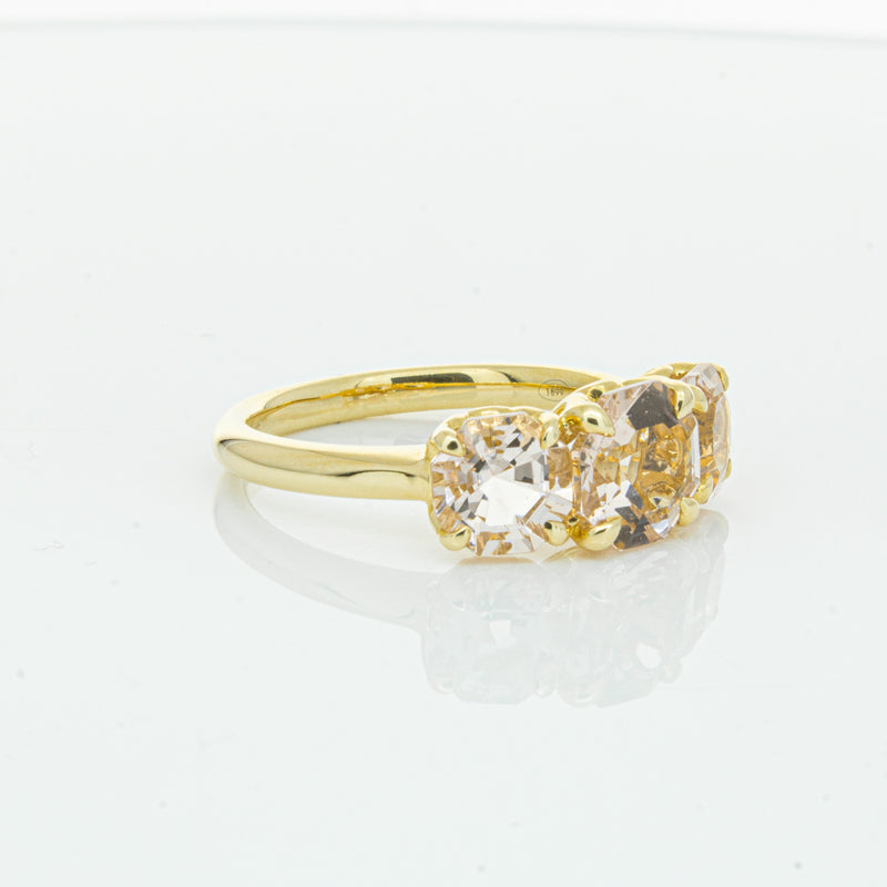 18ct Yellow Gold Three Stone Morganite Octavia Ring-Ring-Walker & Hall