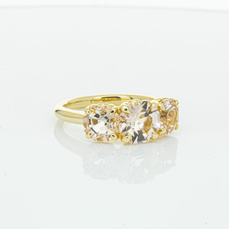 18ct Yellow Gold Three Stone Morganite Octavia Ring-Ring-Walker & Hall