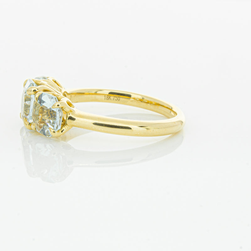 18ct Yellow Gold Three Stone Aquamarine Octavia Ring-Ring-Walker & Hall