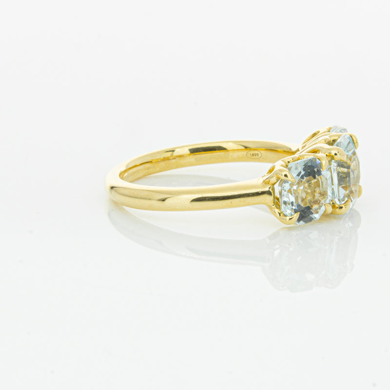 18ct Yellow Gold Three Stone Aquamarine Octavia Ring-Ring-Walker & Hall