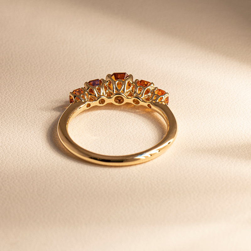 18ct Yellow Gold Five Stone Citrine Octavia Ring-Ring-Walker & Hall