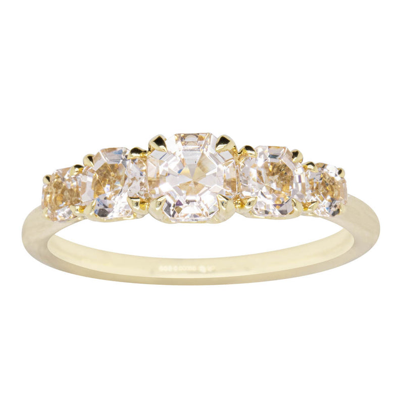 18ct Yellow Gold Five Stone Morganite Octavia Ring-Ring-Walker & Hall