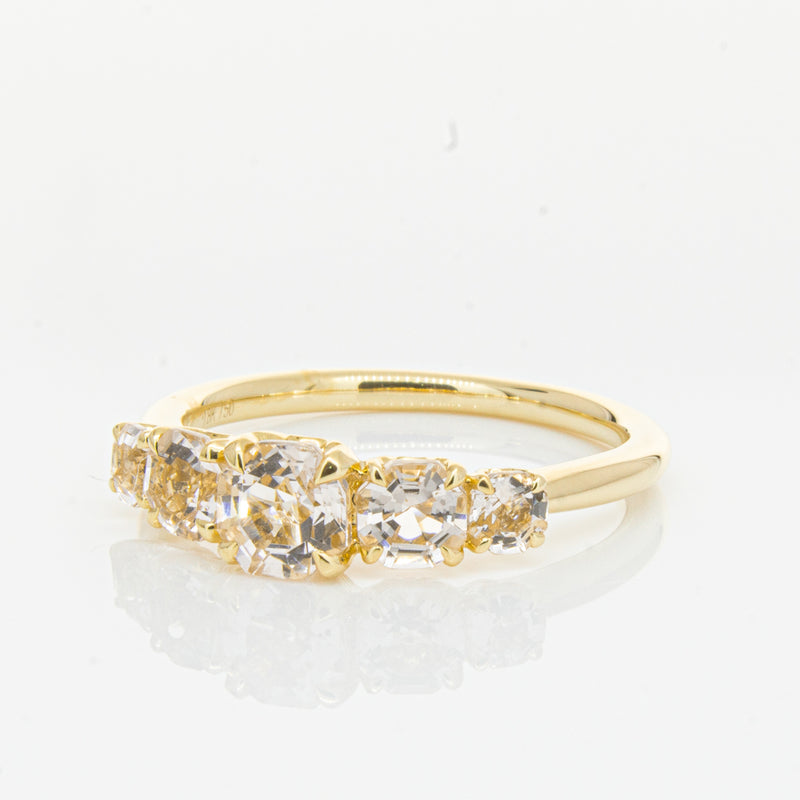 18ct Yellow Gold Five Stone Morganite Octavia Ring-Ring-Walker & Hall