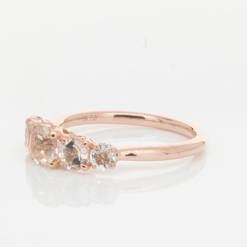 18ct Rose Gold Five Stone Morganite Octavia Ring-Ring-Walker & Hall