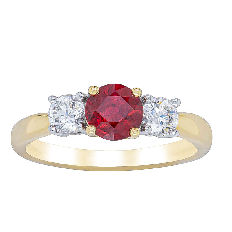 18ct Yellow Gold 1.00ct Ruby & Diamond Ring-Ring-Walker & Hall