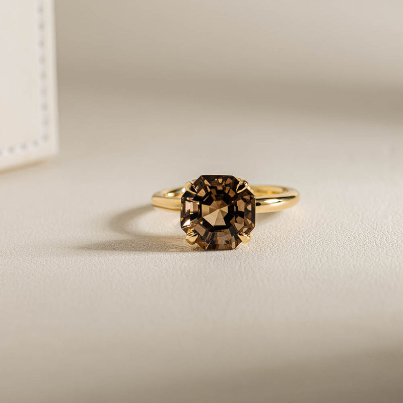 18ct Yellow Gold Smoky Quartz Octavia Ring-Ring-Walker & Hall