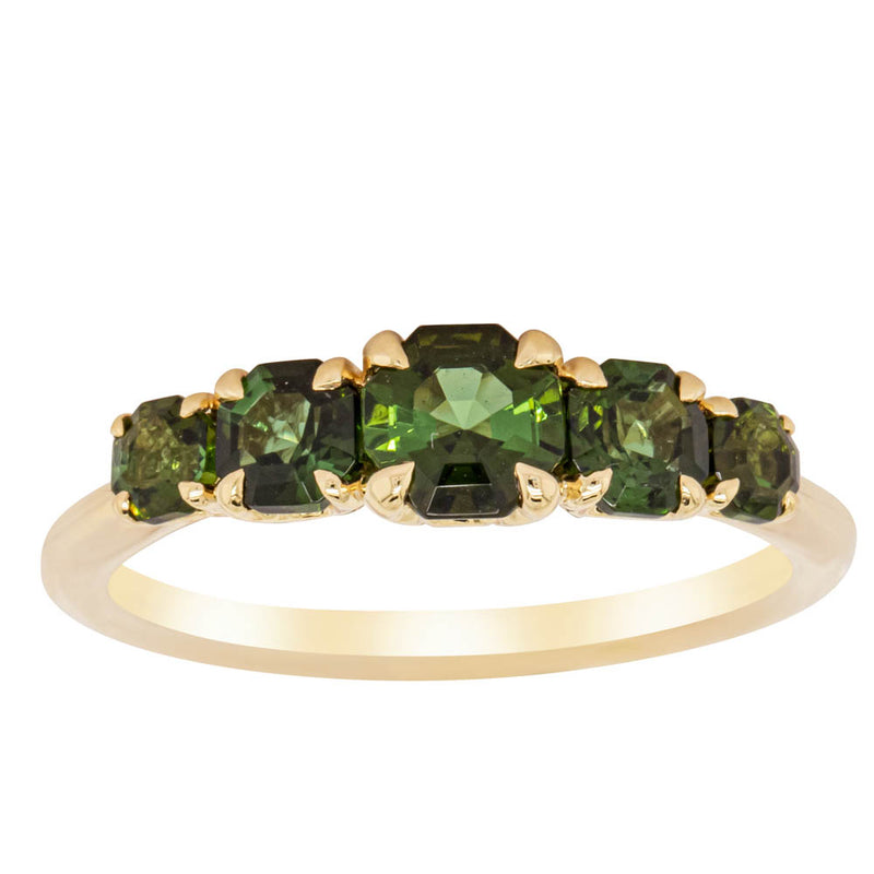 18ct Yellow Gold Five Stone Tourmaline Octavia Ring-Ring-Walker & Hall