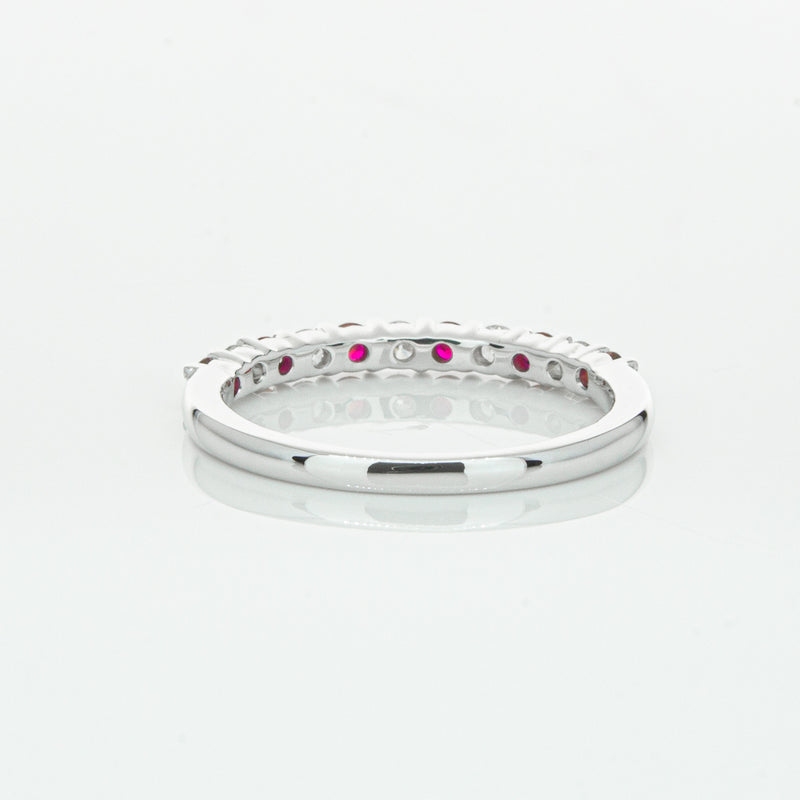 18ct White Gold Ruby & Diamond Panorama Band-Ring-Walker & Hall