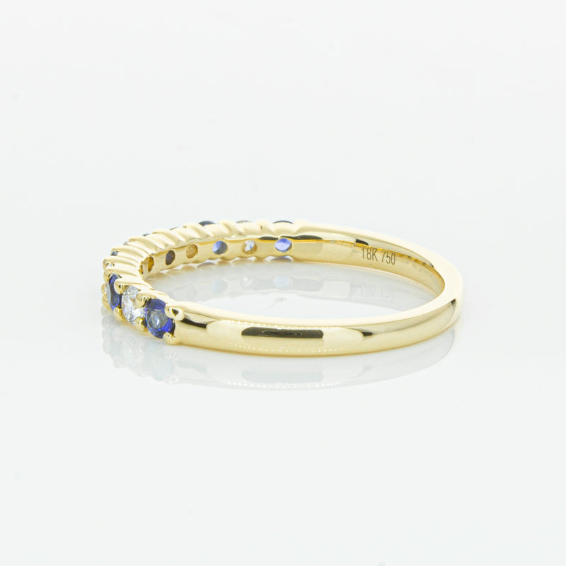 18ct Yellow Gold Sapphire & Diamond Panorama Band-Ring-Walker & Hall