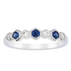18ct White Gold Sapphire & Diamond Deco Band-Ring-Walker & Hall