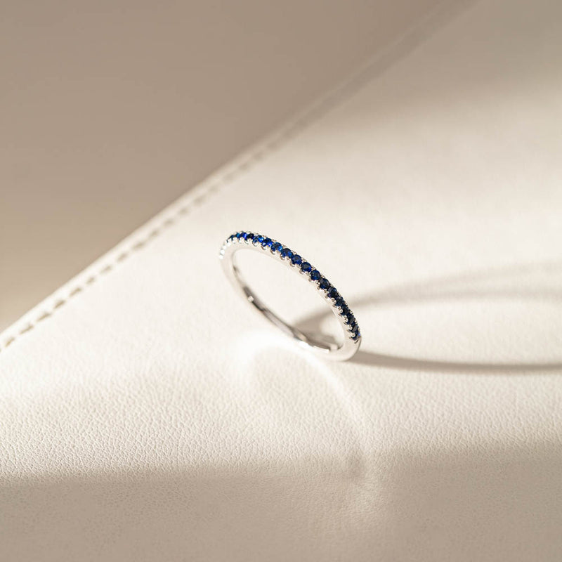 18ct White Gold Sapphire Millie Band-Ring-Walker & Hall