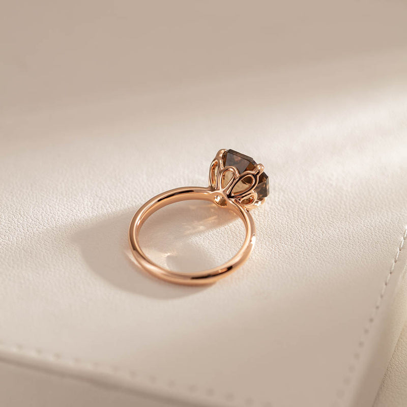 18ct Rose Gold Smoky Quartz Octavia Ring-Ring-Walker & Hall