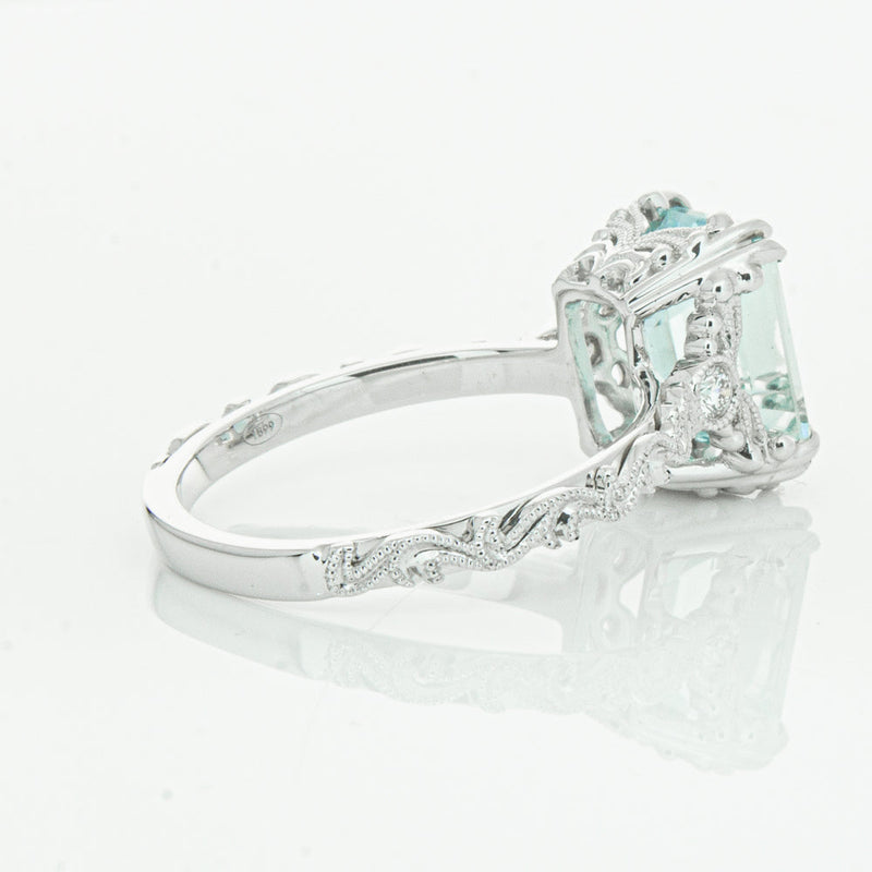 18ct White Gold Aquamarine & Diamond Romanov Ring-Ring-Walker & Hall
