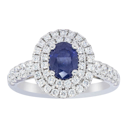 18ct White Gold 1.19ct Sapphire & Diamond Rosa Ring-Ring-Walker & Hall